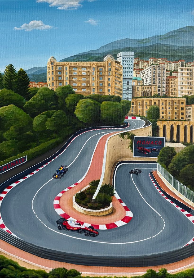 Original hand-painted Monaco Grand Prix painting